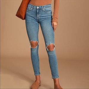 FREE PEOPLE Busted Knee Skinny Jeans light wash 29